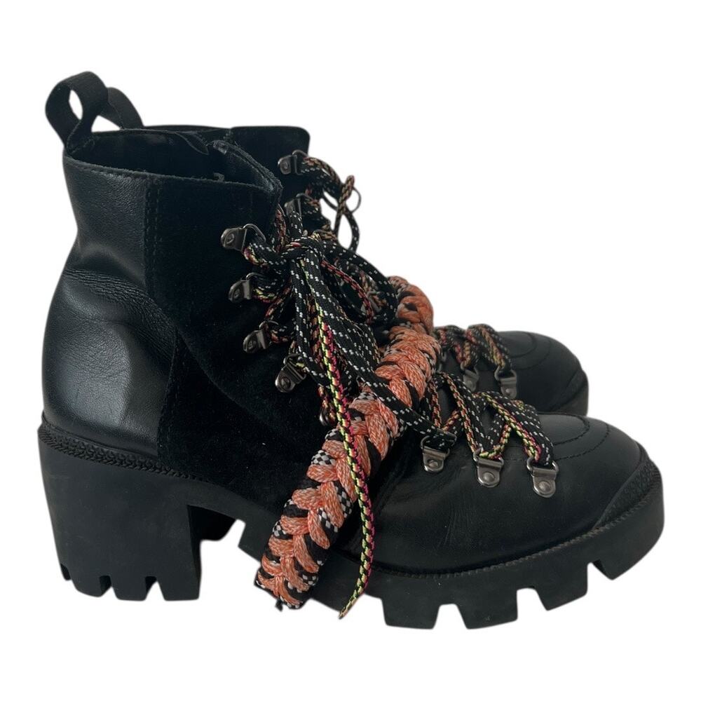 Schutz Emanuela Lace Up Platform Chunky Heel Ankle Combat Boots Size 7.5B